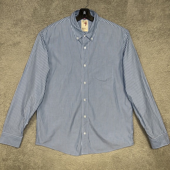 Relwen Highland Blues Shirt Men's Size 2XL XXL Blue Striped Button Down Pockets